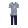Ringella Pyjama met ronde hals en korte mouw, capribroek in effen kleur