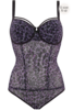 Marlies Dekkers Peekaboo Body Padded Plunge Balcony Black Purple Leopard