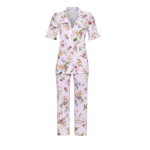 Ringella Doorknoop Pyjama met korte mouw en 7/8 broek, bloemdessin roze