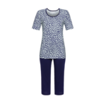 Ringella Pyjama met ronde hals en korte mouw, capribroek in effen kleur