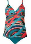 Sunflair Tankini met V-hals, turquoise-koraal
