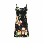 Ringella nacthemd met spaghettibandjes. Glamoureus zwart met grote bloemen