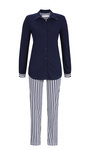 Chéríe-Líne Pyjama met doorknoopjasje en gestreepte broek.