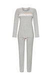 Ringella Lingerie Pyjama met lange mouw. Lichtgrijs met rushes. Ringella Lingerie Pyjama met lange mouw. Lichtgrijs met rushes.