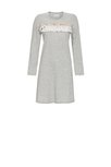Ringella Lingerie Nachthemd met lange mouw. Lichtgrijs met rushes. Ringella Lingerie Nachthemd met lange mouw. Lichtgrijs met rushes.