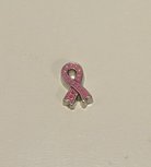 Floating Locket Charm Pink Ribbon 