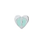 Floating Locket Charm Hart met blauwe baby voetjes
