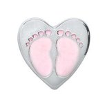 Floating Locket Charm Hart met roze baby voetjes