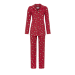 Ringella Women Kerst Pyjama doorknoop met lange mouw, Rood