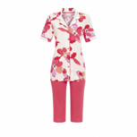 Ringella Women Pyjama doorknoop korte mouw Gebloemd