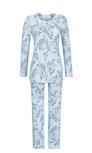 Ringella Women Pyjama met lange mouw. Blauw Doorknoop.