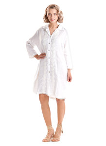 Iconique Linen Luxe Romina 3/4 mouw shirt dress wit