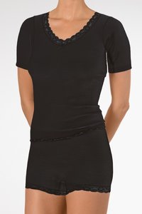 Nina von C. Wool Silk Shirt korte mouw Zwart