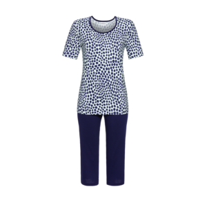 Ringella Pyjama met ronde hals en korte mouw, capribroek in effen kleur