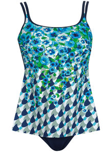 Sunmarin Prothesetankini Blauw met viooltjes, effen broekje