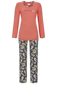 Ringella Women Pyjama met effen shirt in geraniumroze kleur , broek met paisleydessin
