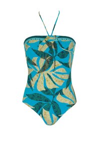 Sunflair Strapless badpak met bladmotief, turquoise
