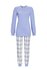 Pyjama lichtblauw, geruiten broek